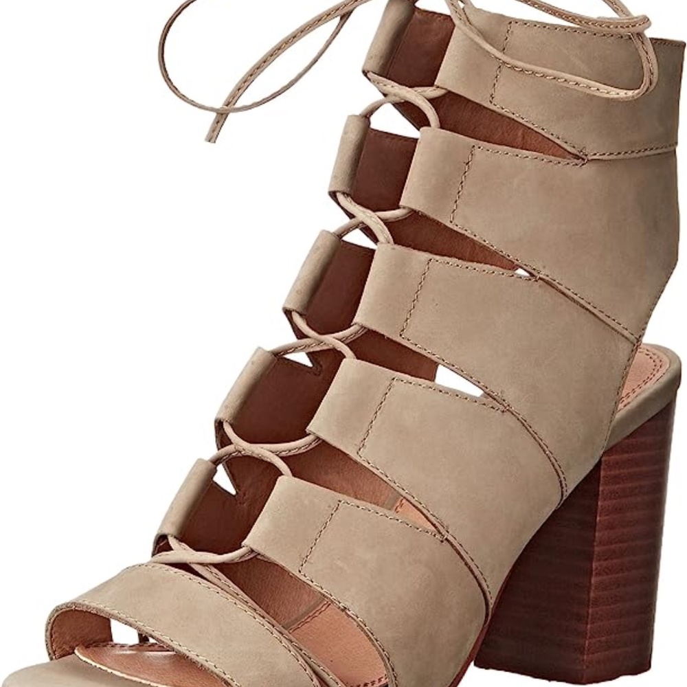 Splendid Banden Lace Up Gladiator Chunky Block Heel Tan Leather Sandals Size 5
